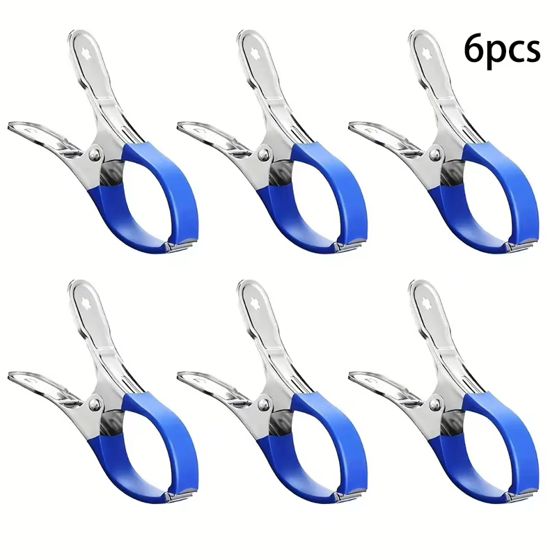 Clips de couverture de piscine durables en acier inoxydable, 6 pièces, avec poignées en plastique bl