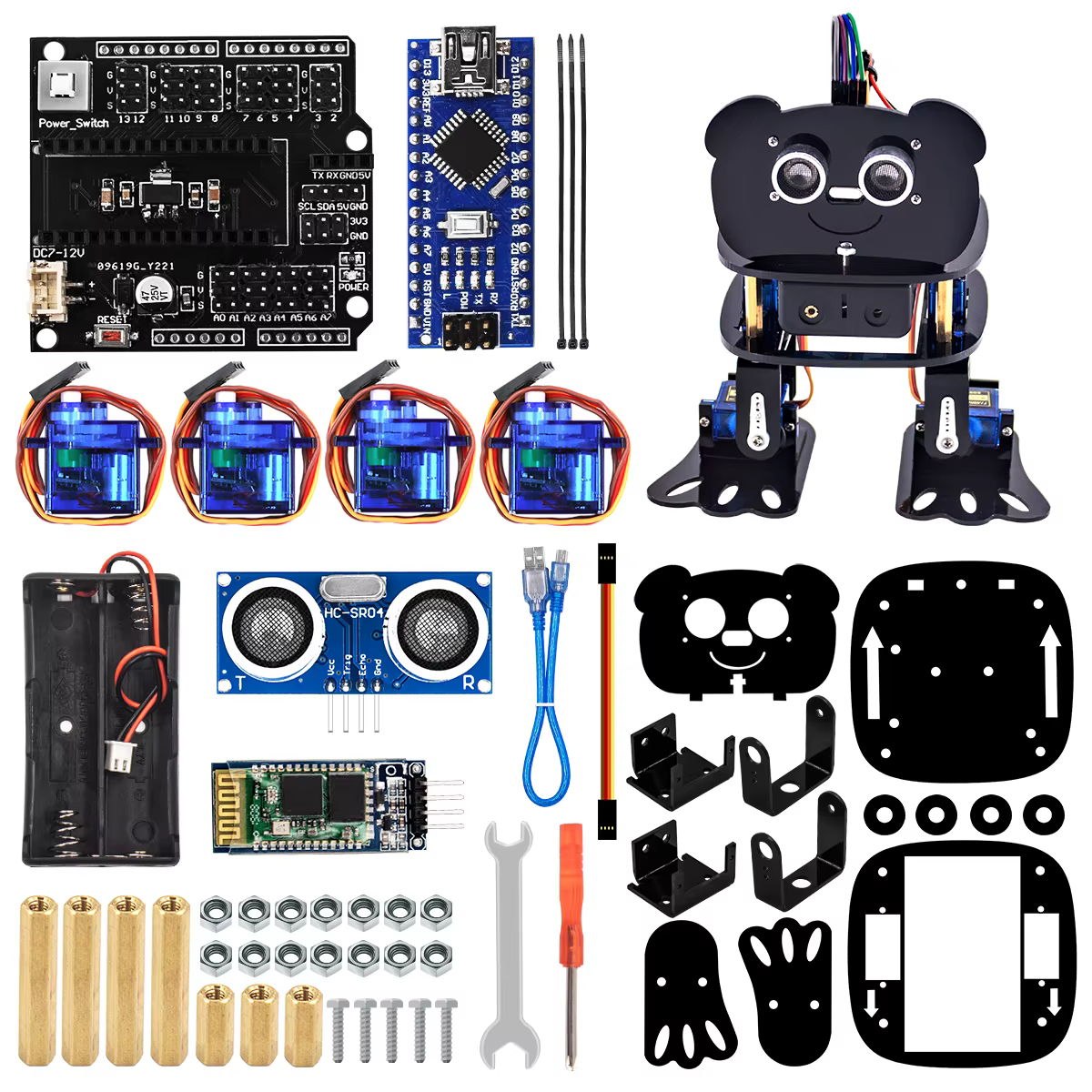 LAFVIN 4-DOF Kit Robot Panda Kit Robot dansant pour Arduino bricolage jouet électronique suivi autom