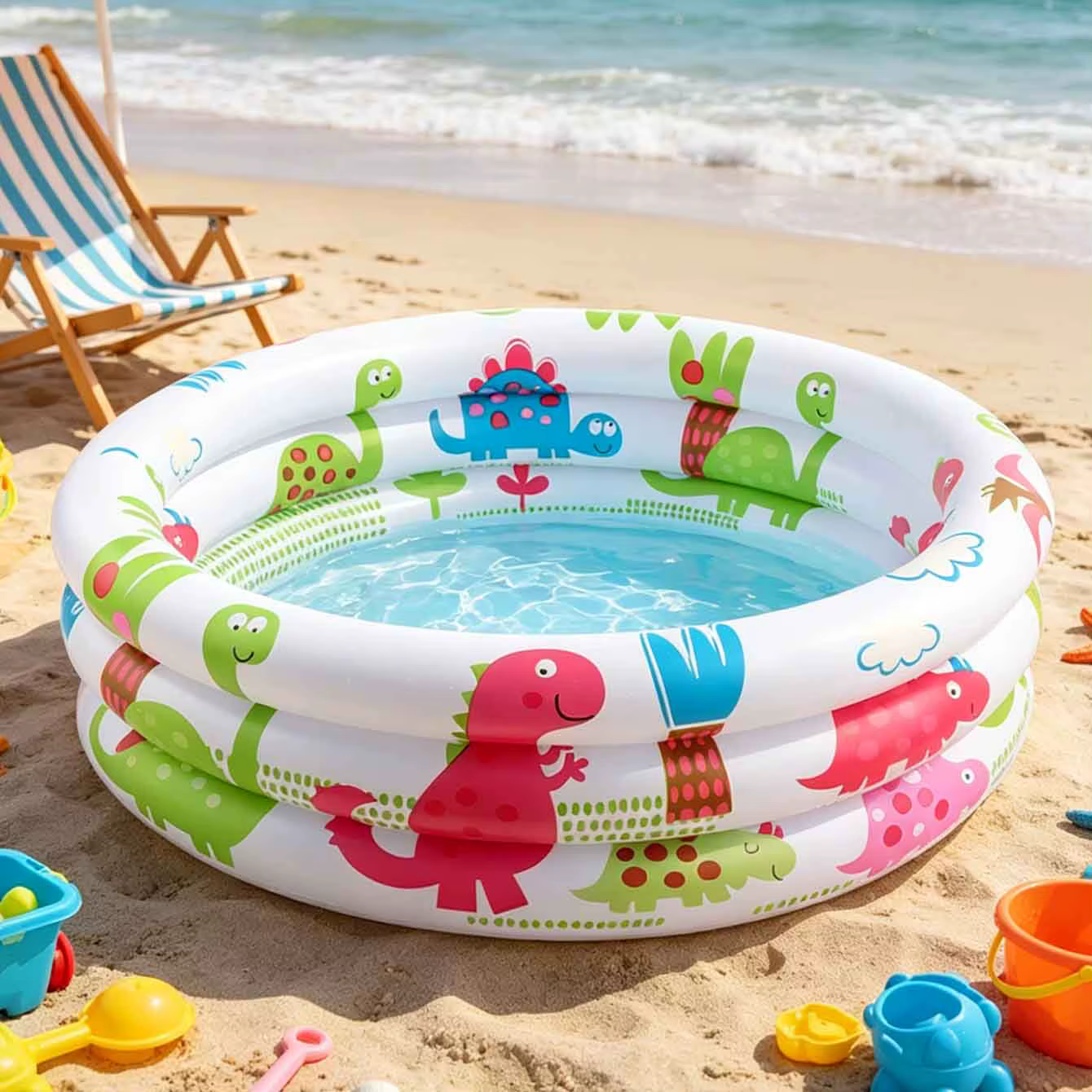 Piscine gonflable ronde à motif dinosaure