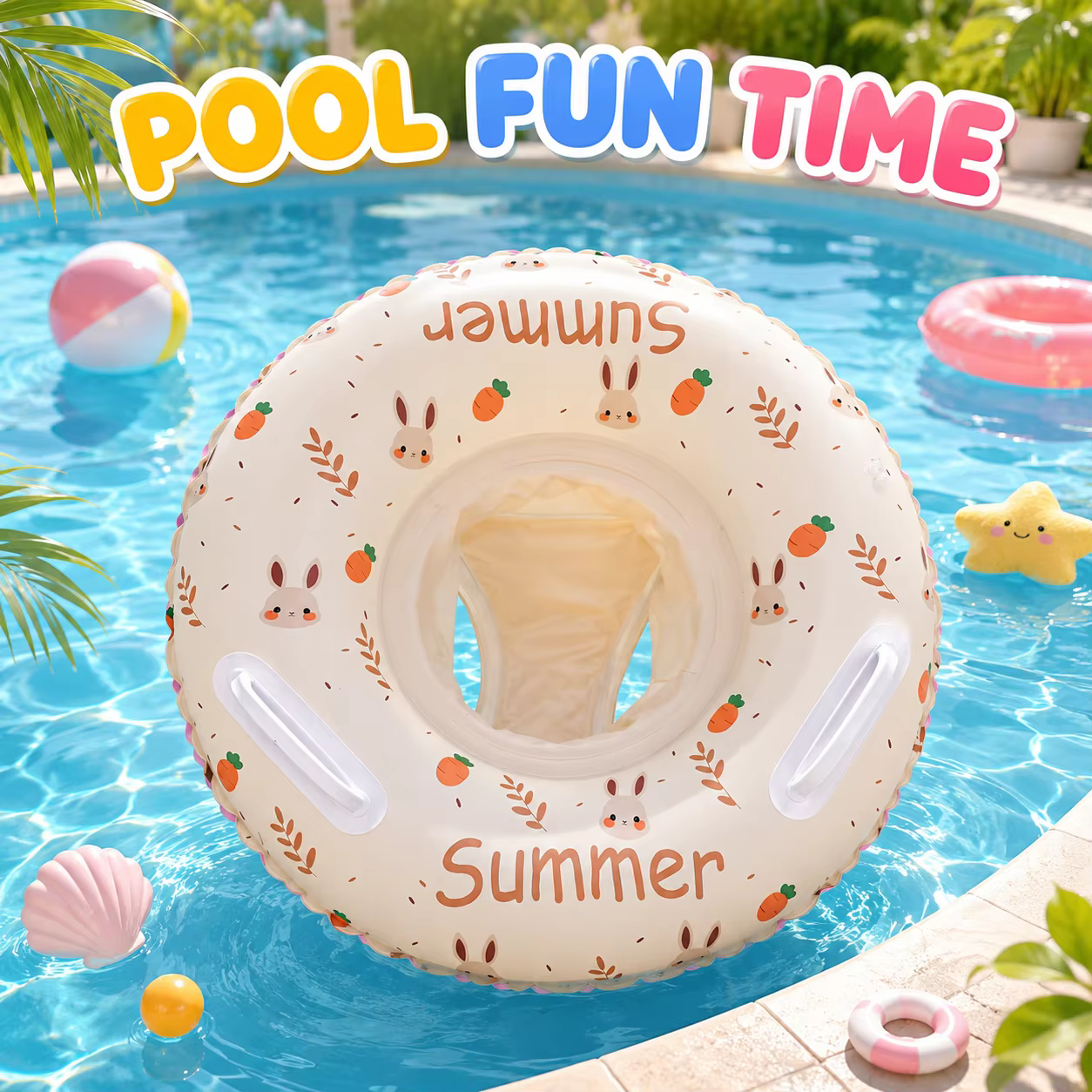 1PC Bouée de natation, Siège de piscine gonflable avec poignées