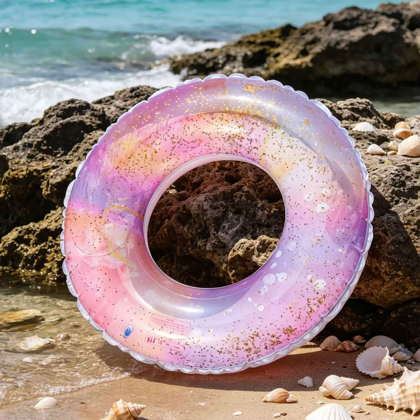 1PC Bouée de natation gonflable en PVC rose scintillante pour piscine
