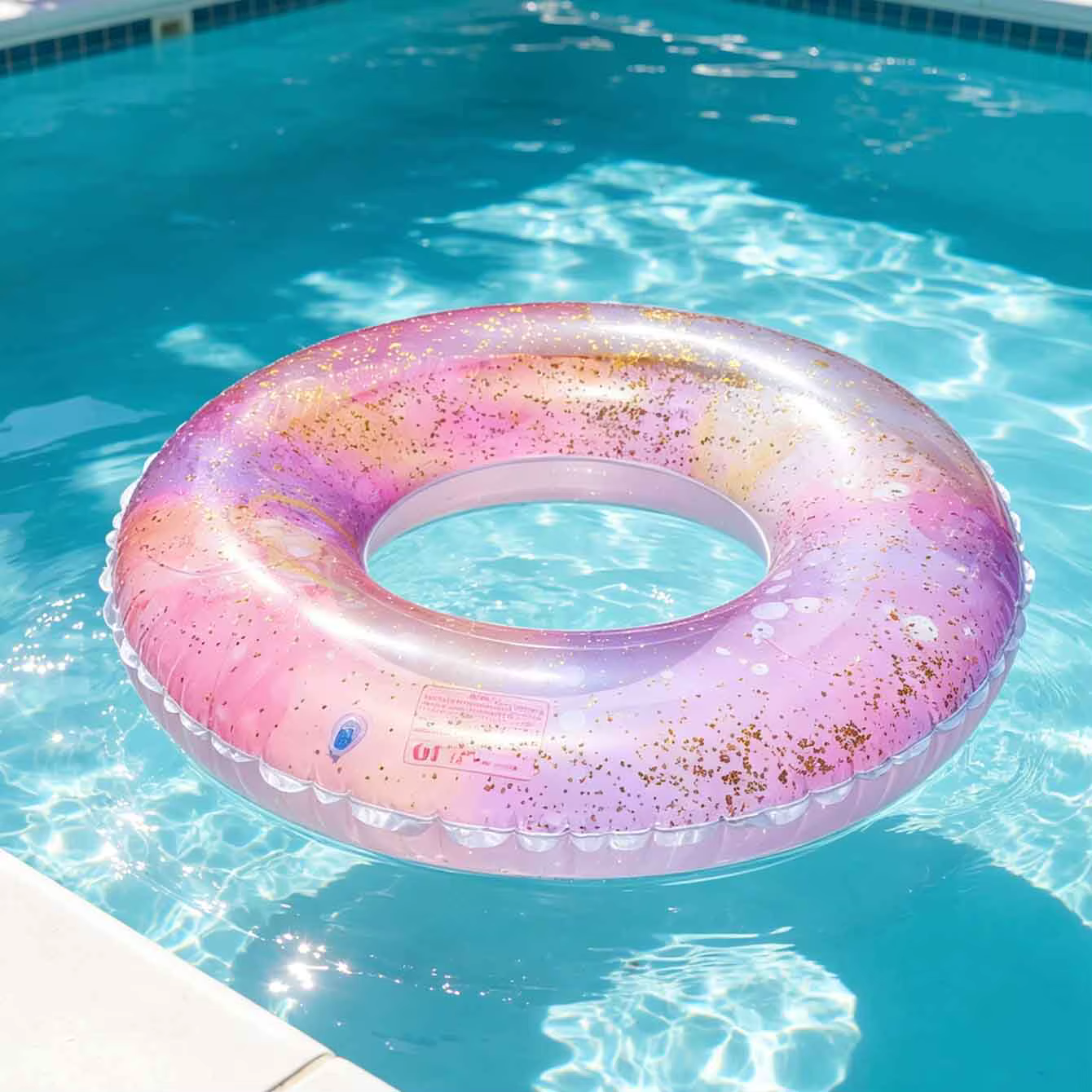 1PC Bouée de natation gonflable en PVC rose scintillante pour piscine