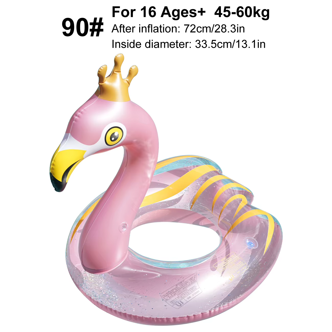 1 pièce Bouée gonflable Flamant rose/cygne avec couronne