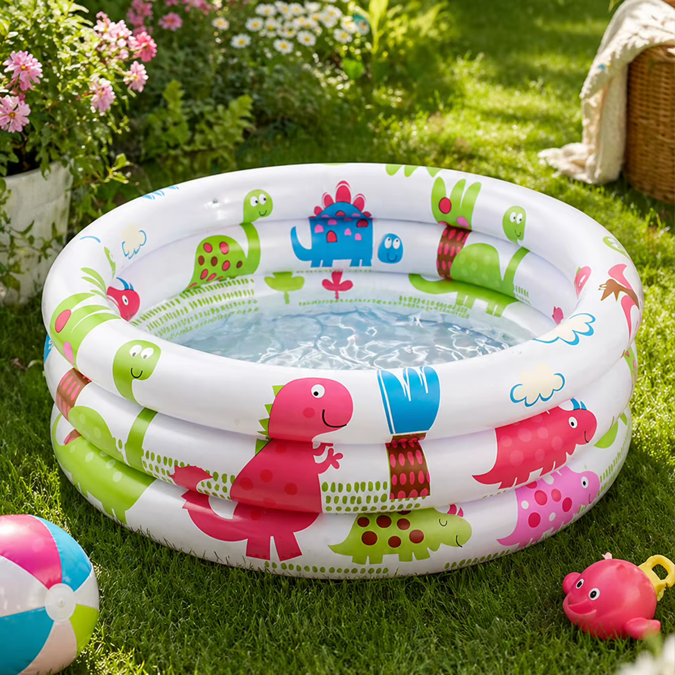 Piscine gonflable ronde à motif dinosaure