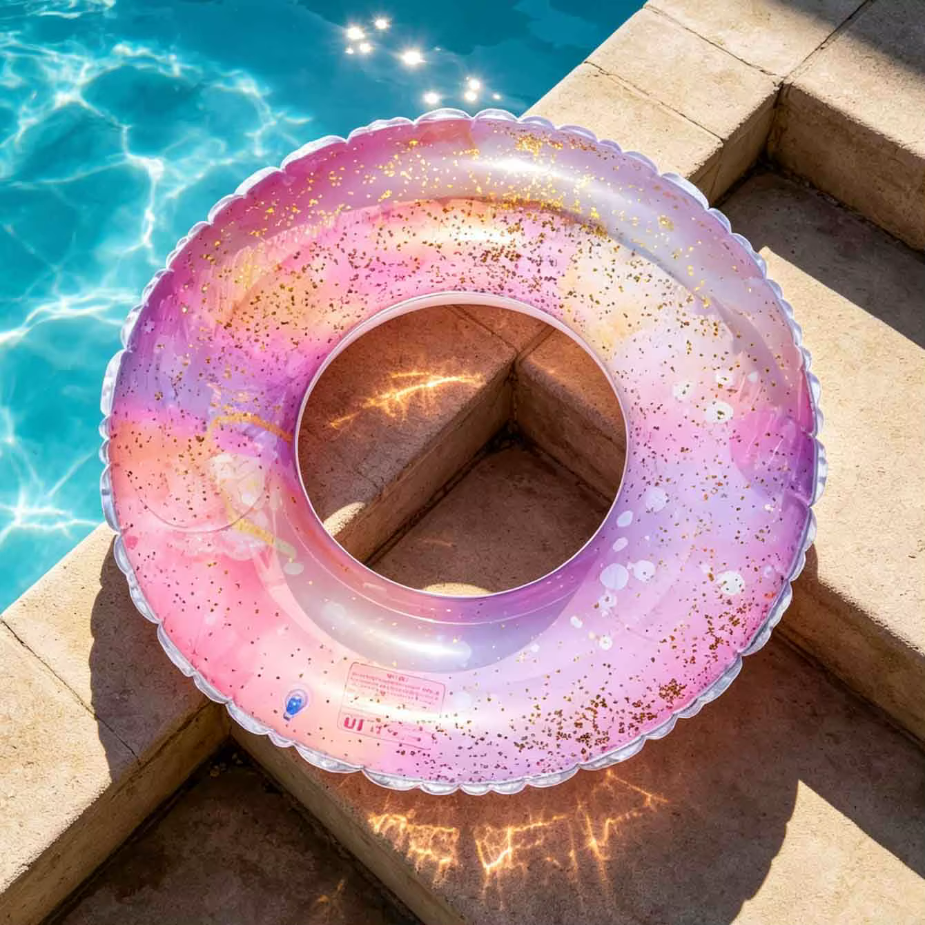 1PC Bouée de natation gonflable en PVC rose scintillante pour piscine