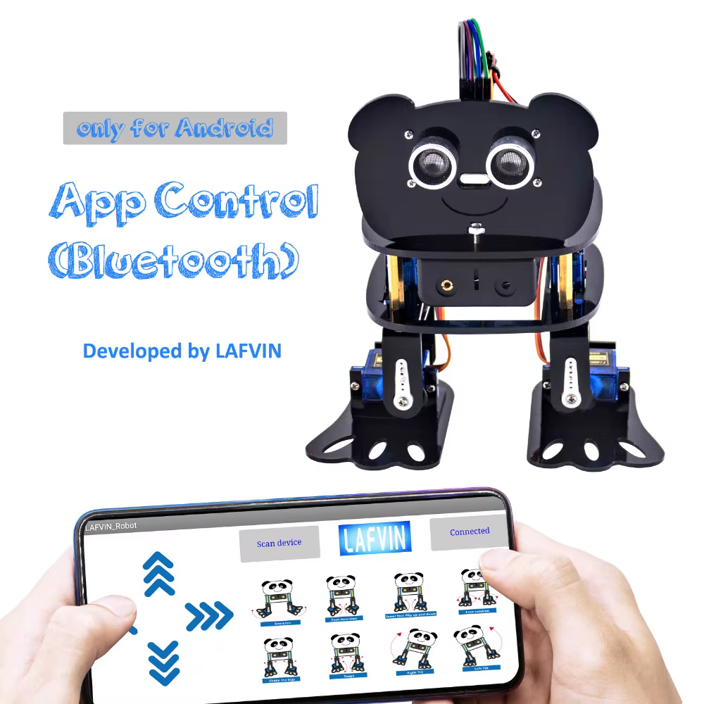 LAFVIN 4-DOF Kit Robot Panda Kit Robot dansant pour Arduino bricolage jouet électronique suivi automatique/contrôle APP