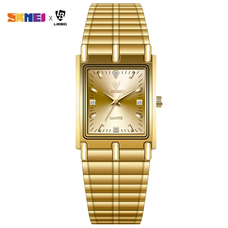 Montres-bracelets LIEBIG de luxe en acier doré pour femme et homme, montre à quartz dorée pour hommes et femmes, Relogio Masculino