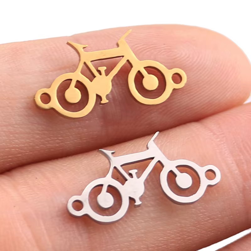Collier à breloques en acier inoxydable pour femmes et hommes, 5 pièces, vélo classique, couleur or/acier, pendentif ras du cou, bijoux de fiançailles