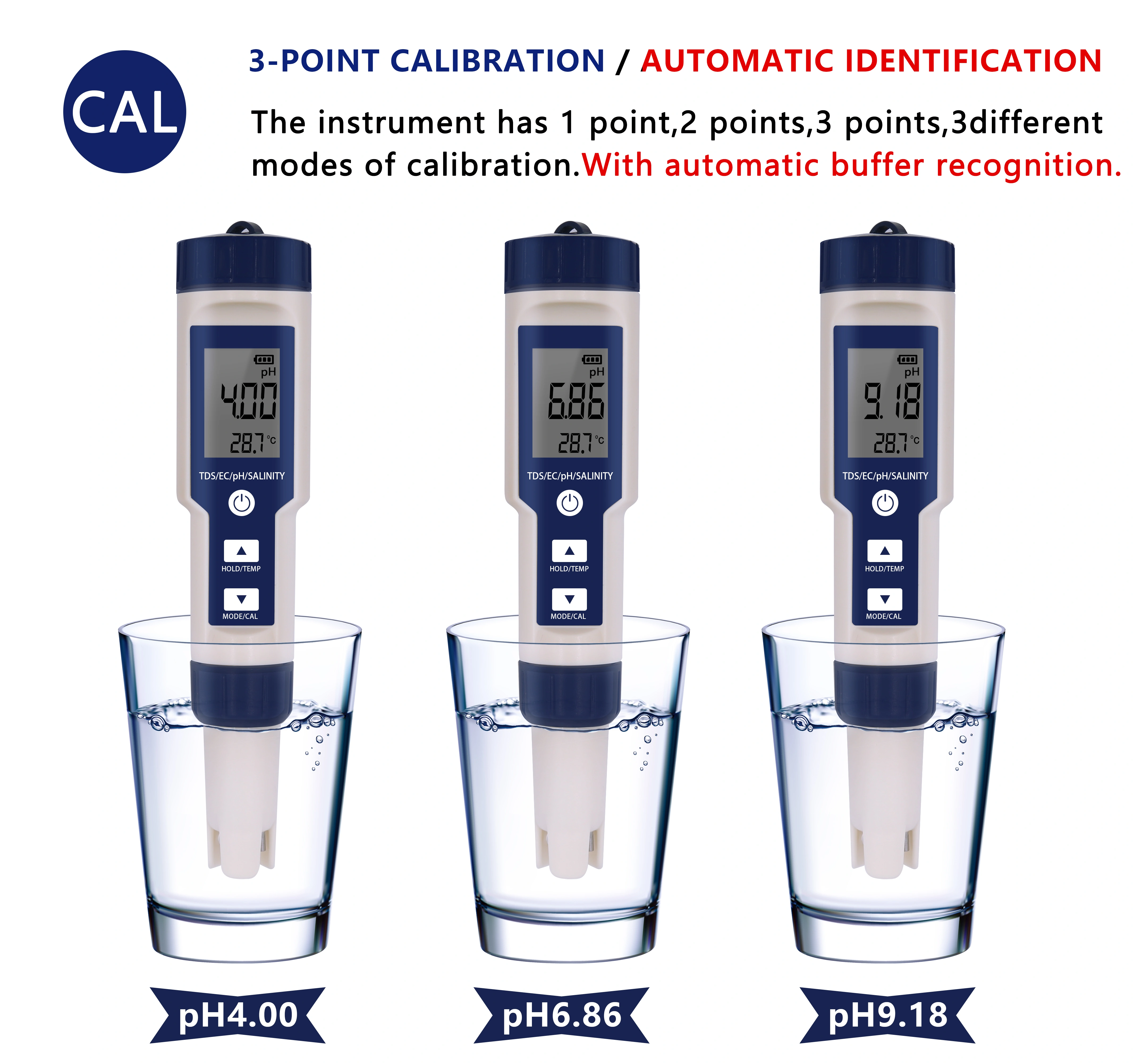 Testeur de qualité de l'eau multifonction PH/TDS/EC/testeur de salinité LCD numérique compteur de température de pureté