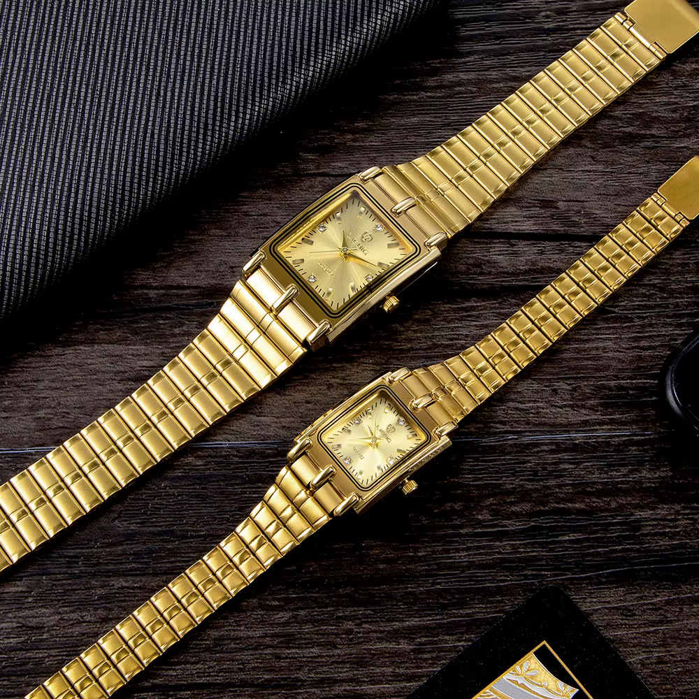 Montres-bracelets LIEBIG de luxe en acier doré pour femme et homme, montre à quartz dorée pour hommes et femmes, Relogio Masculino