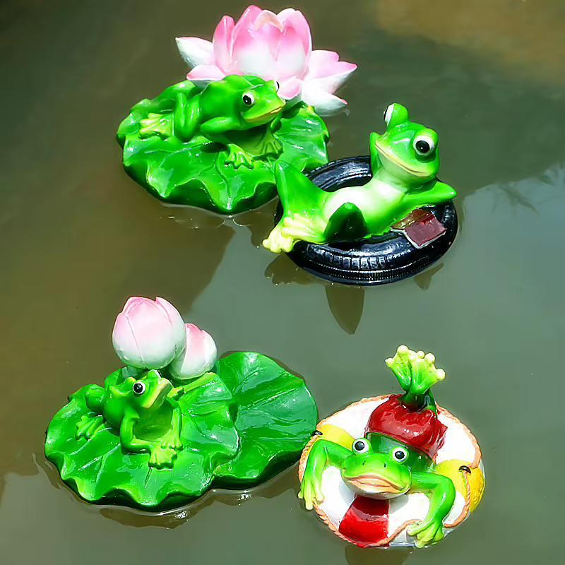 Statue de grenouille flottante en résine