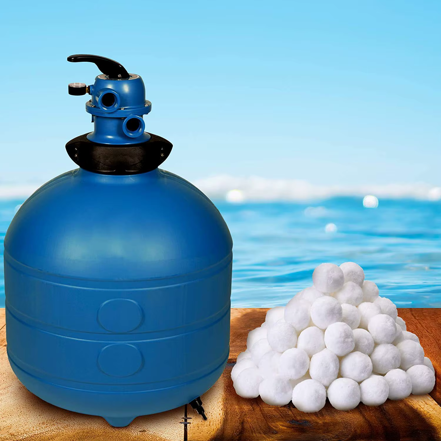 Boules filtrantes de piscine blanches ou bleues