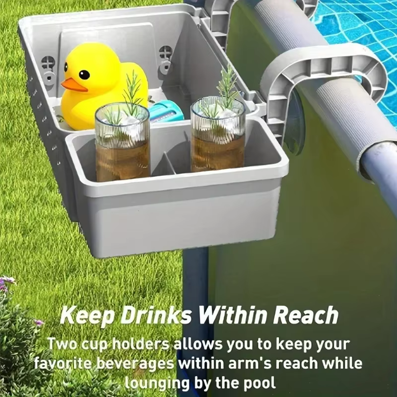 1 panier de rangement portable pour piscine avec porte-gobelet pour piscines hors sol