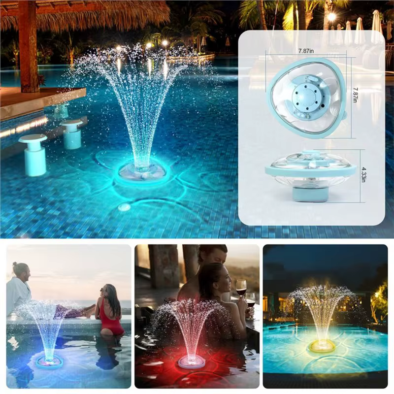 Fontaine d'eau flottante BSEVB avec lumières sous-marines