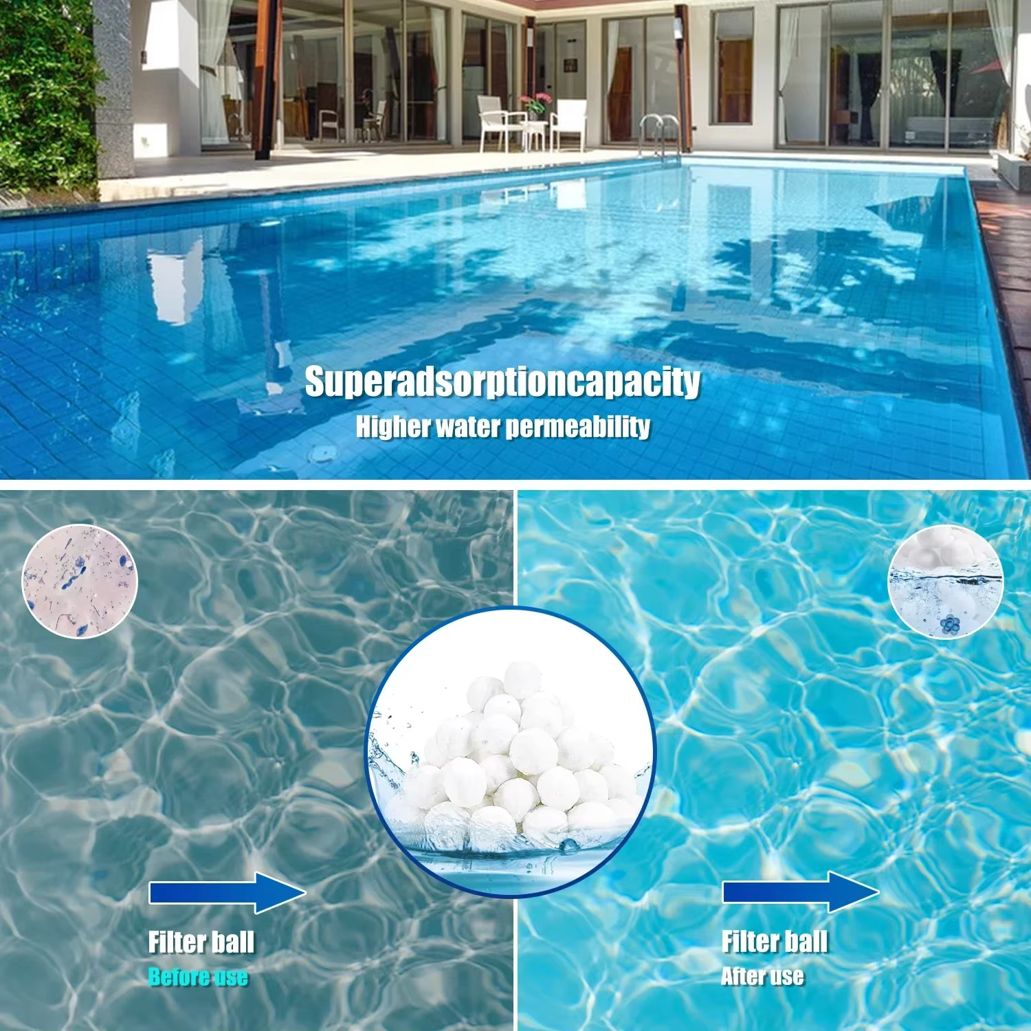 Boules filtrantes durables pour piscine