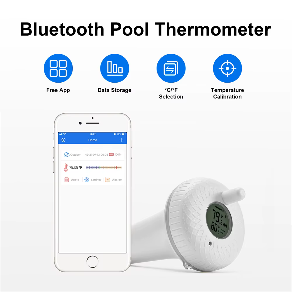 INKBIRD Piscine Flottant Therye.com IBS-P01B Bluetooth IPX7 Baignoire Spa Bain À Remous Étangs De Poissons Mesure De La Température Mètre