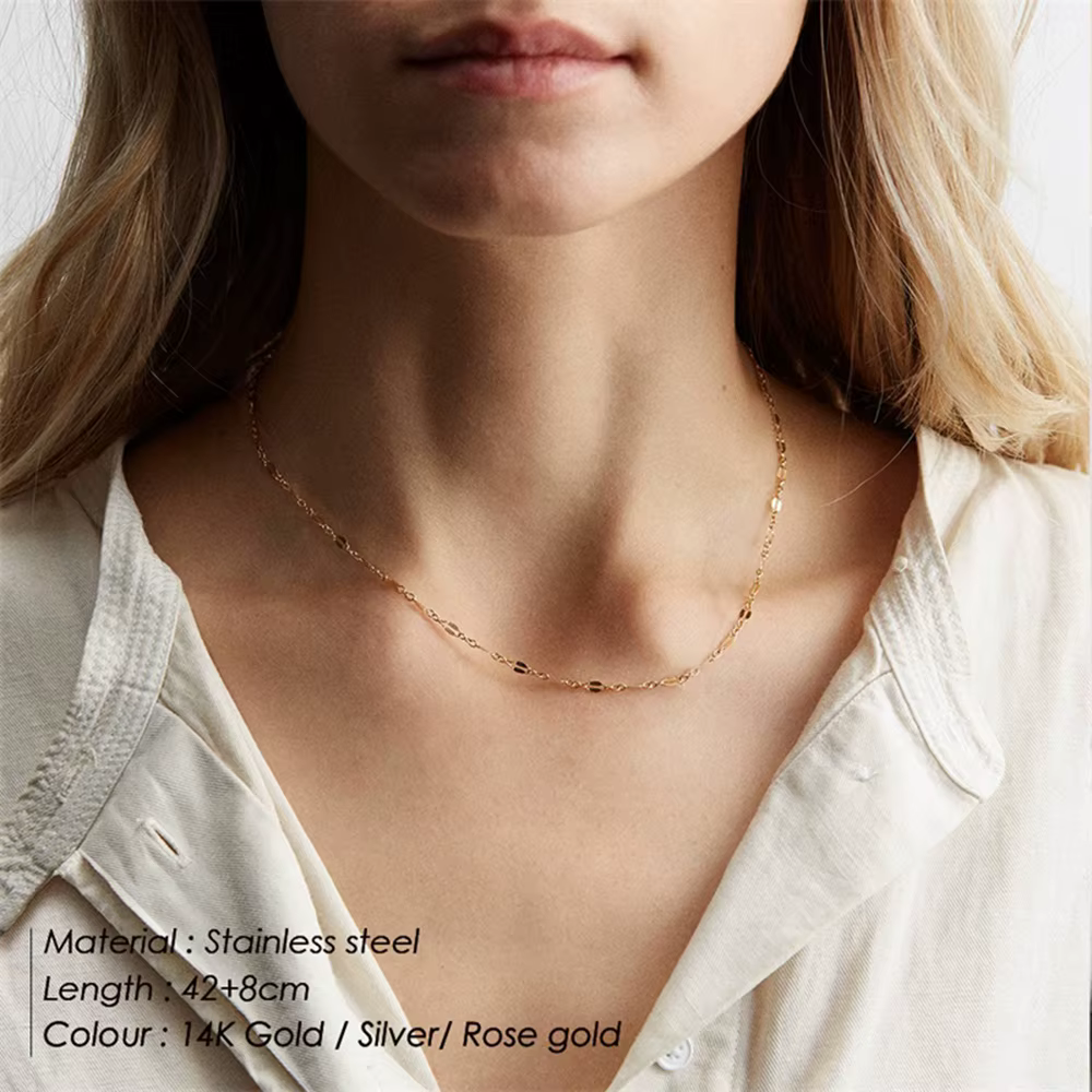 Colliers en acier inoxydable pour femmes, or 14K, ras du cou, Simple, délicat, cadeau pour amis, bijoux, vente en gros