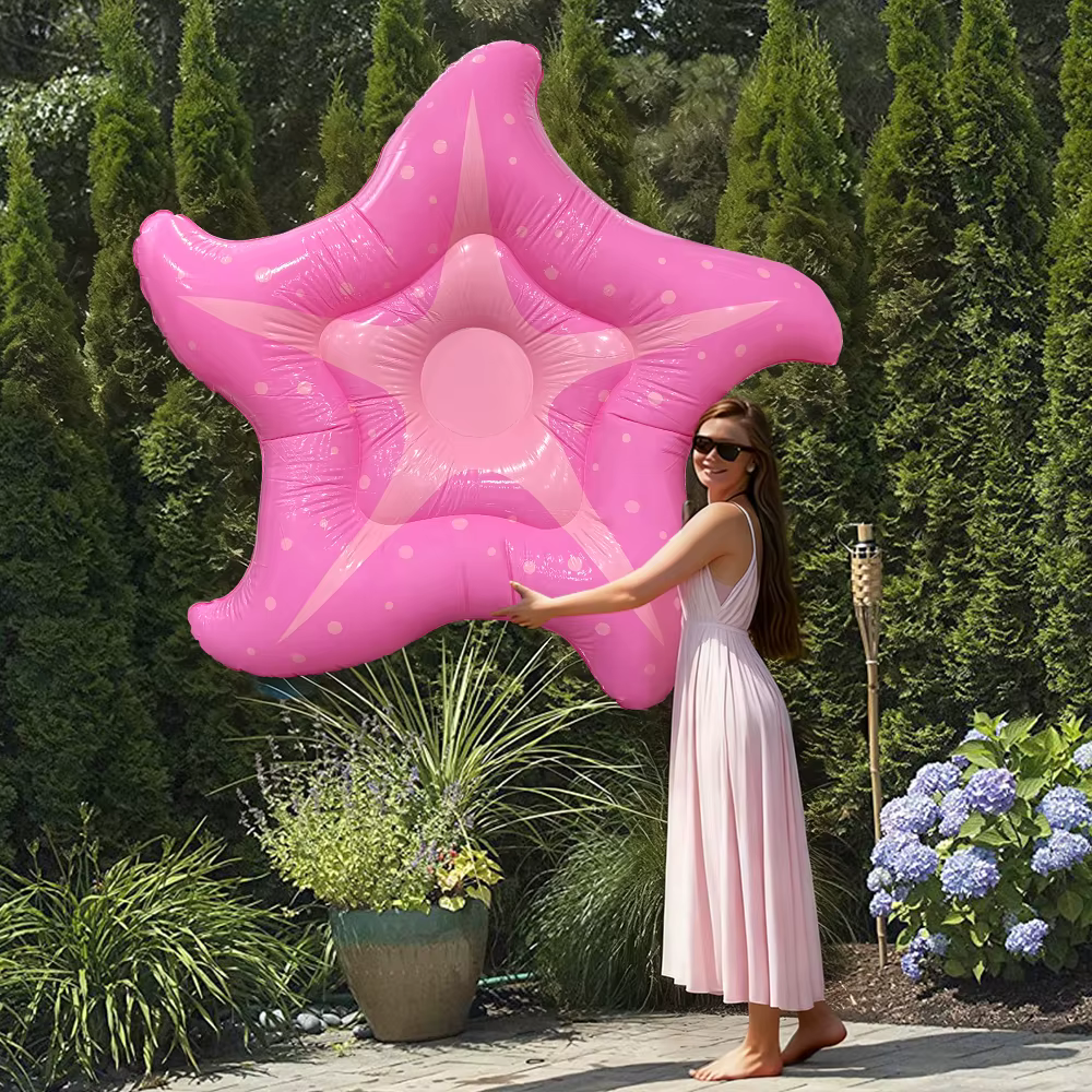 1 pièce Matelas flottant géant en PVC en forme d'étoile rose