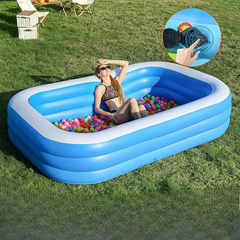 Piscine gonflable bleue et blanche pour adultes – Grande