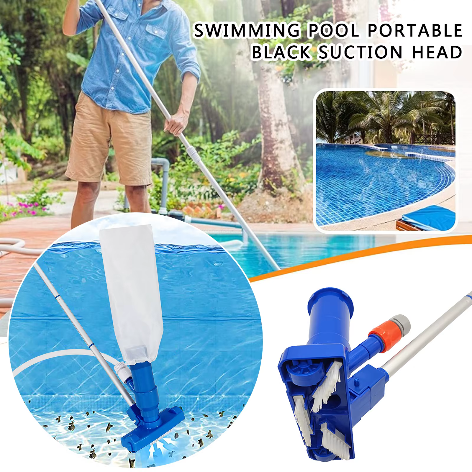 Tête d'aspirateur de piscine avec sac de brosse