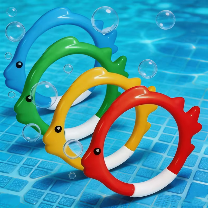 4 anneaux de plongée en forme de poisson pour piscine