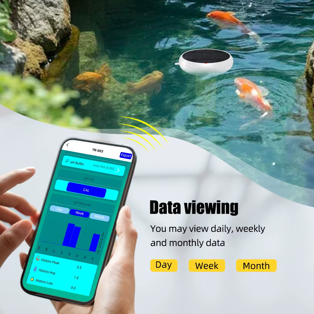 Testeur de qualité de l'eau de piscine solaire flottant Zigbee 7-en-1 : PH