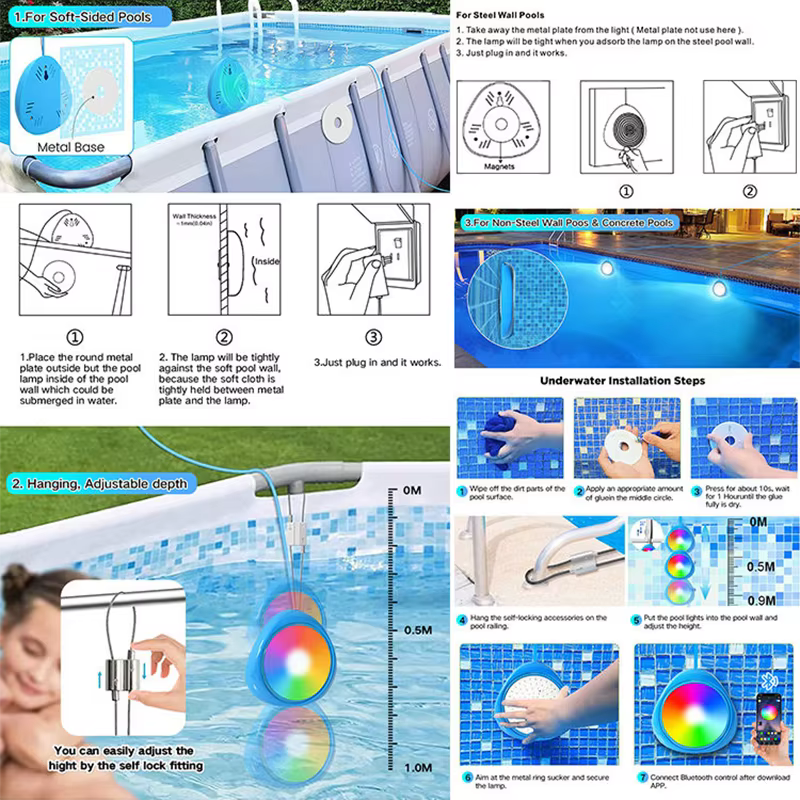 20W Led piscine lumière Ip68 étanche Rgb 85-265V mur Surface monté sous-marin Submersible étang lampe