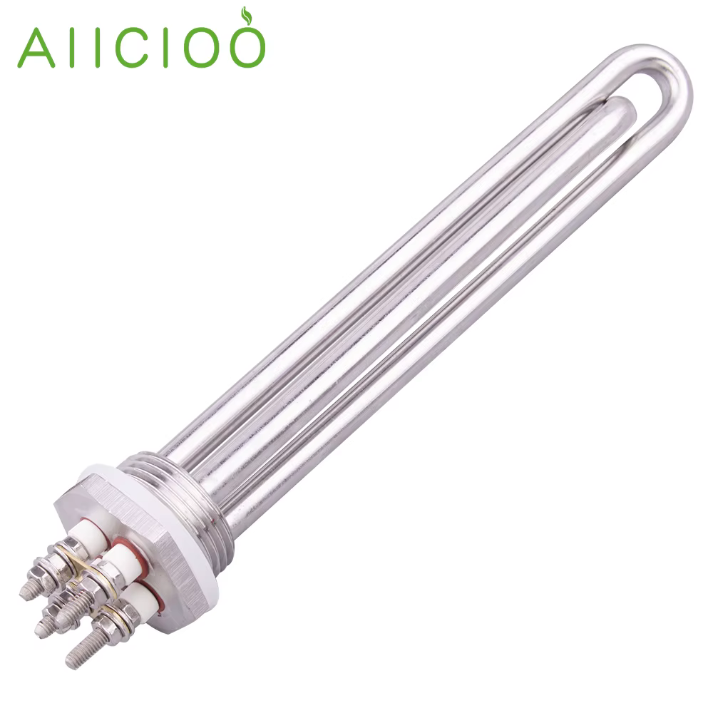 AIICIOO 48V élément chauffant DN25 1 pouce BSP Immersion eau solaire tubulaire chauffage électrique 1500W/1800W/2400W/2700W/3000W/SUS304