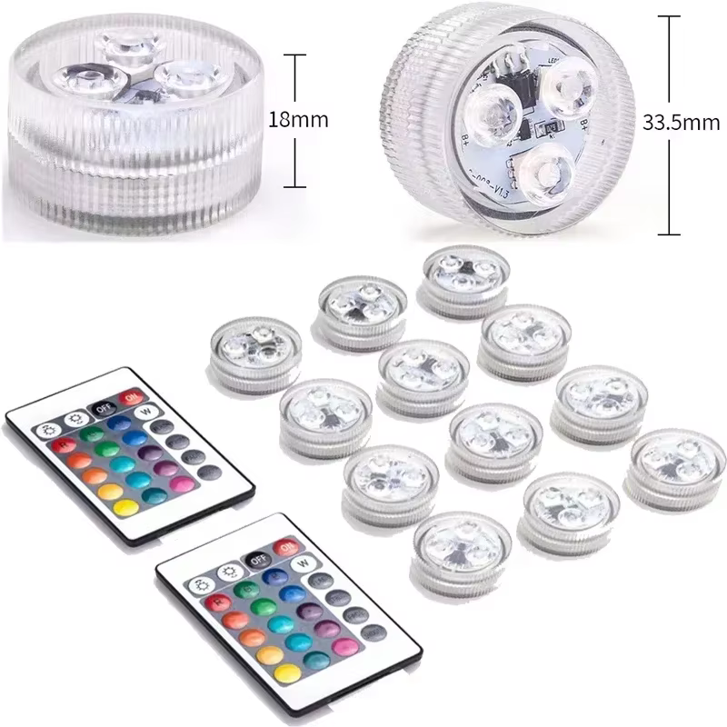 Lumières LED submersibles RGB sous-marines étanches avec télécommande