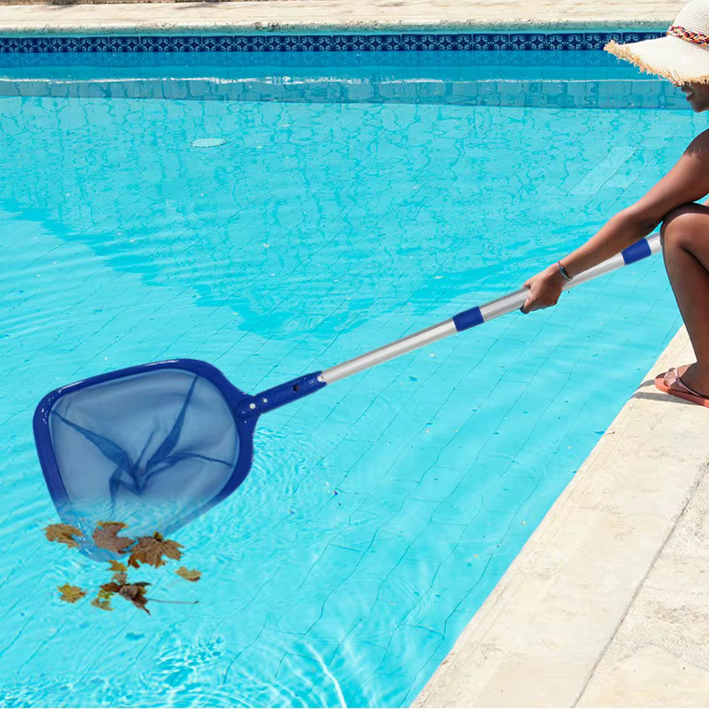 Swimming Pool Leaf Skimmer Fine Mesh Net 3 Section Telescopic Pole Deepwater Cleaner for Pond Leaves Debris Cleaning