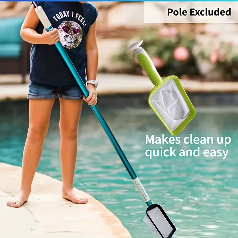 Filet de nettoyage de piscine portable vert – Poignée ergonomique et maille durable