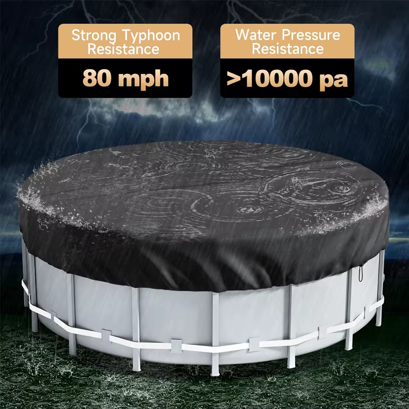 Couverture de piscine ronde universelle 210D compatible avec les piscines hors sol gonflables Intex Bestway de 6/8/10/12/15 pieds