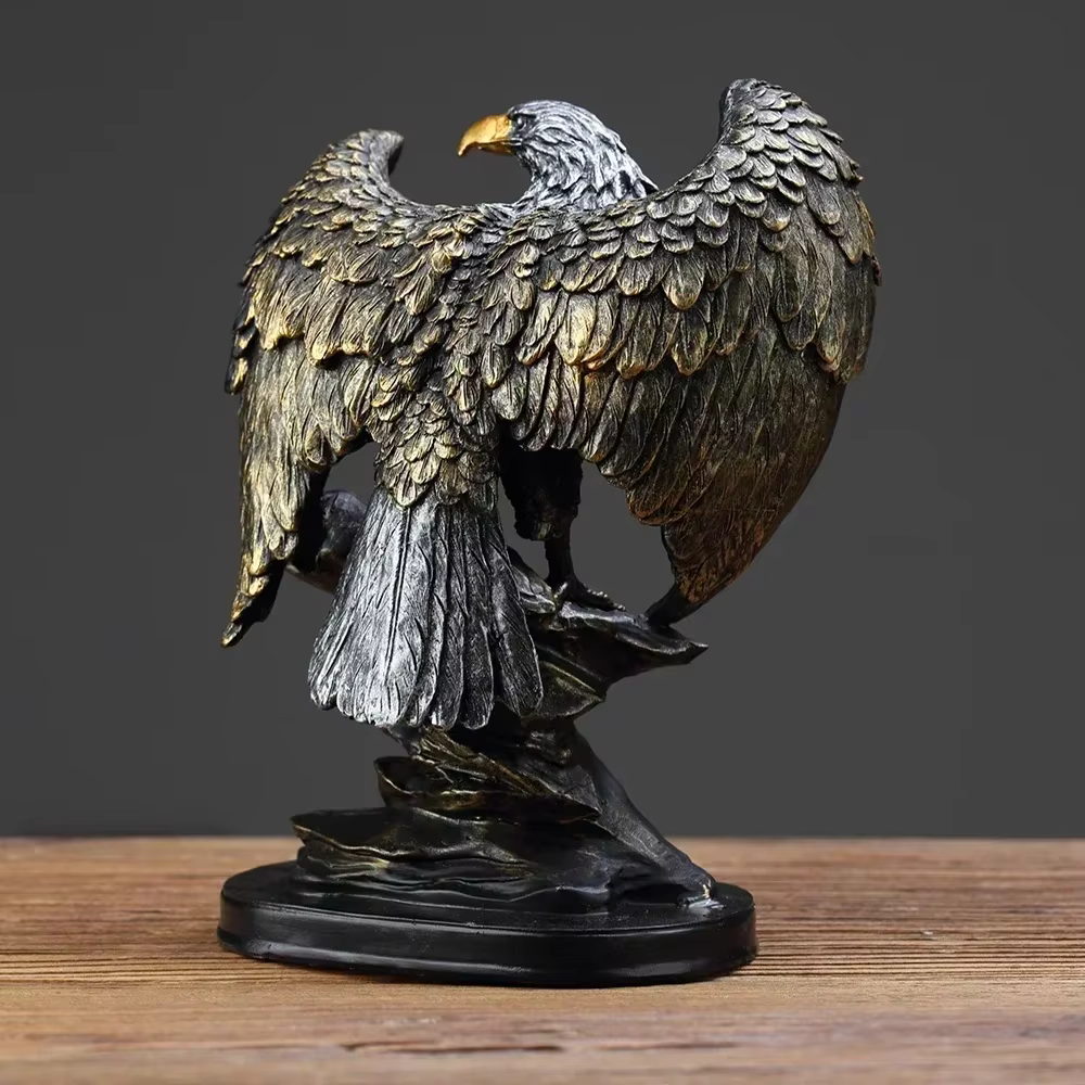Statue d'aigle en résine, décoration de maison, Statue de bureau, symbole de pouvoir de la liberté de la richesse, cadeau de vacances d'anniversaire