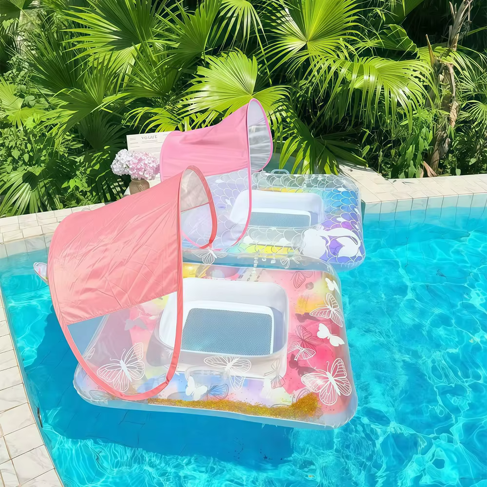 1 pièce Chaise flottante gonflable pare-soleil pour piscine