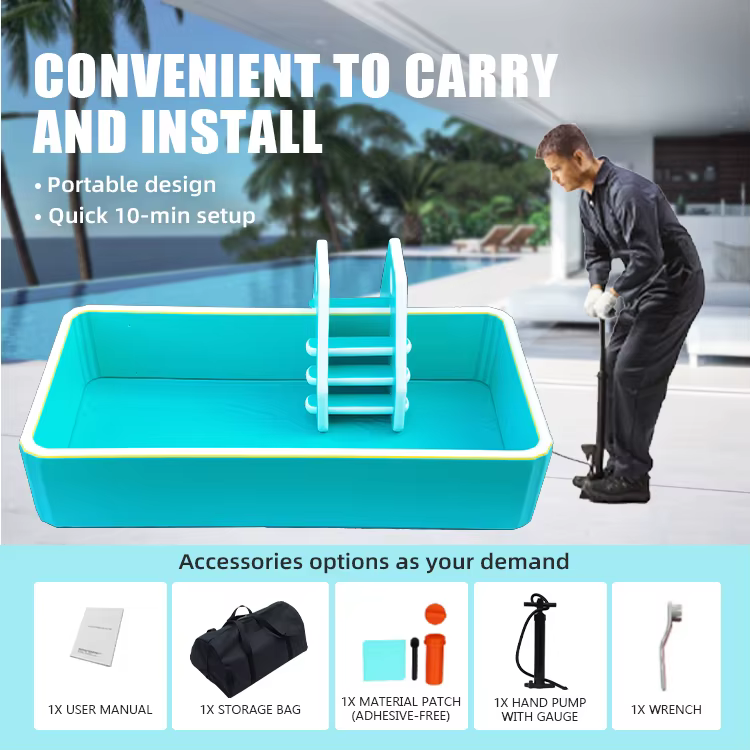 Piscine gonflable, PVC à 4 couches, piscine rectangulaire portable, 6m x 3m x 1.2m, grande piscine hors sol, piscine de jardin