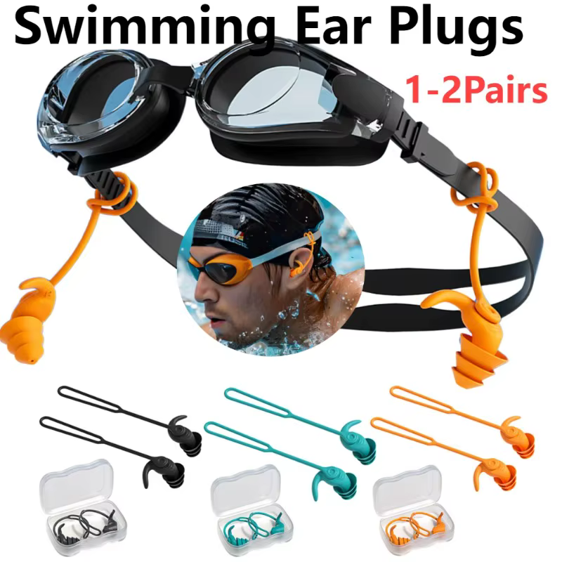 1 paire/2 paires bouchons d'oreille de natation Silicone étanche Anti-bruit accessoires de piscine