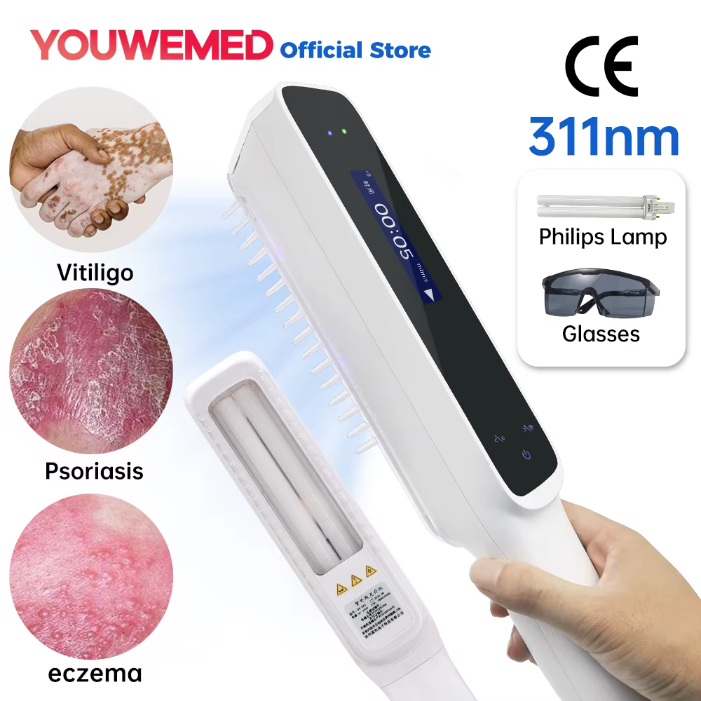 YouWetemporal-Lumière de Photothérapie Uremboursable, Lampe de Traitement du Vitiligo et du Psoriasis, Thérapie UV à Bande Étroite, avec Minuterie, 311nm