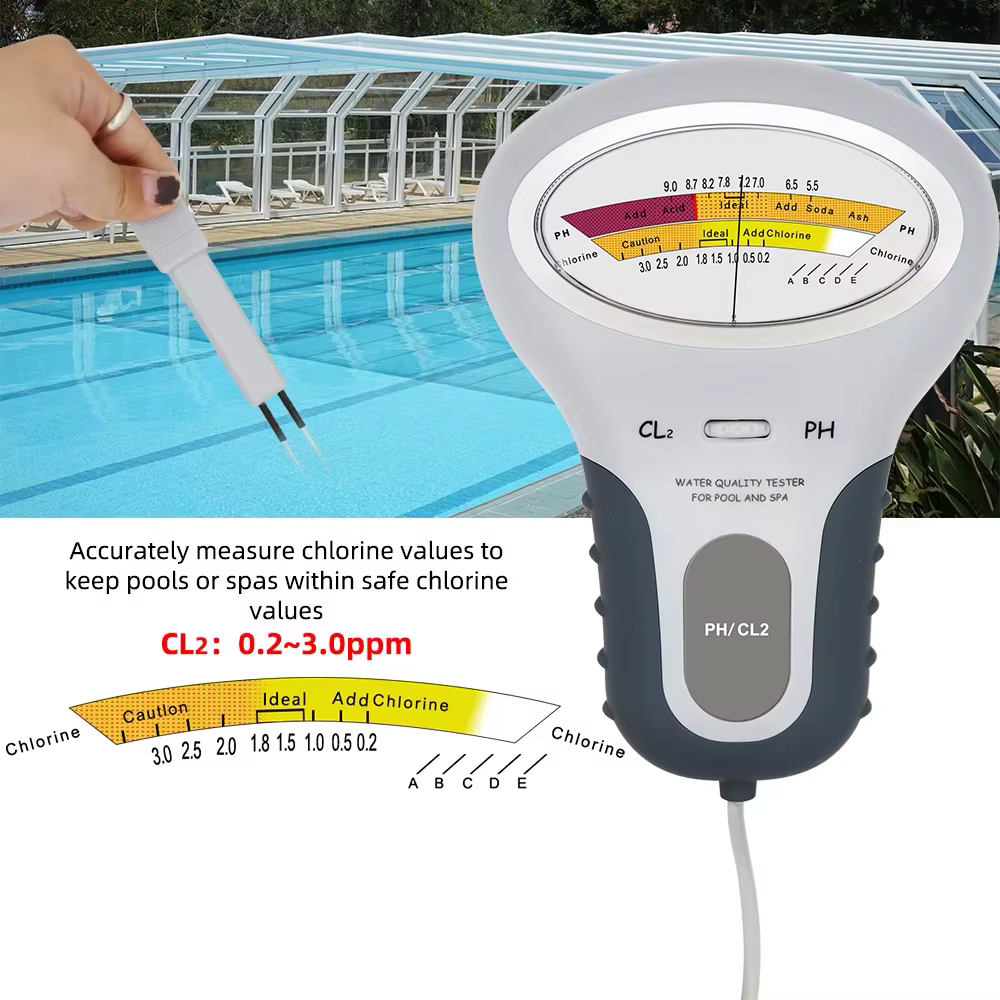 Testeur de PH et de chlore 2 en 1