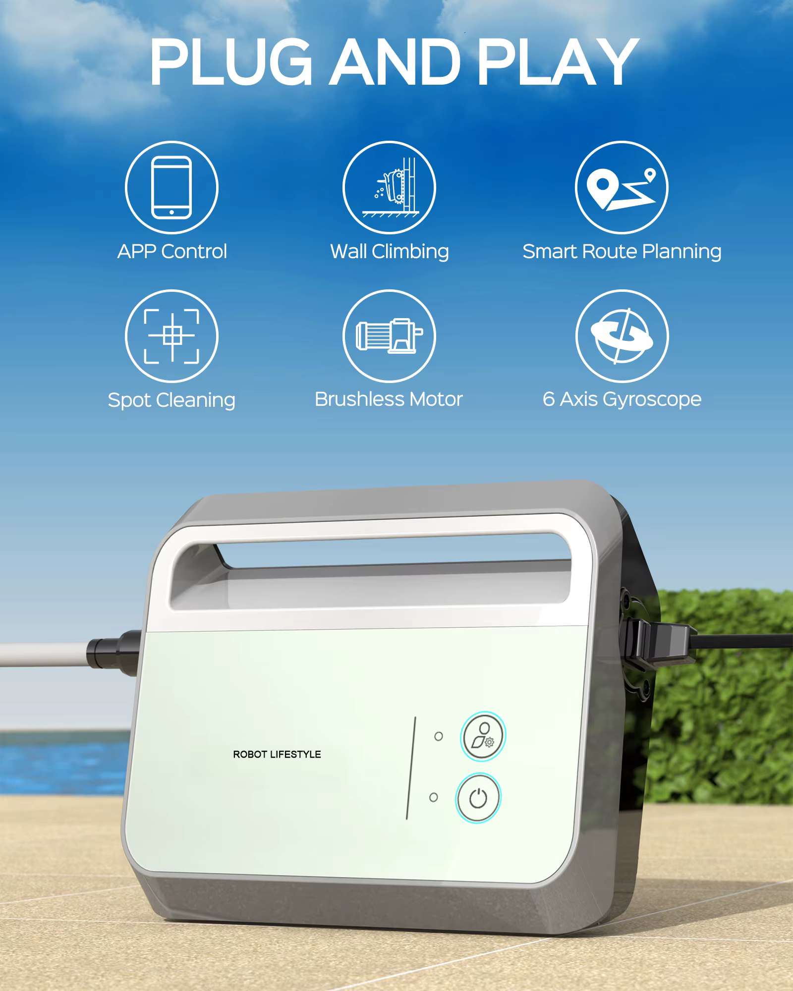 Aspirateur de piscine avec câble flottant de 18m