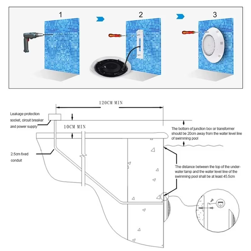 LED étanche piscine lumières murales