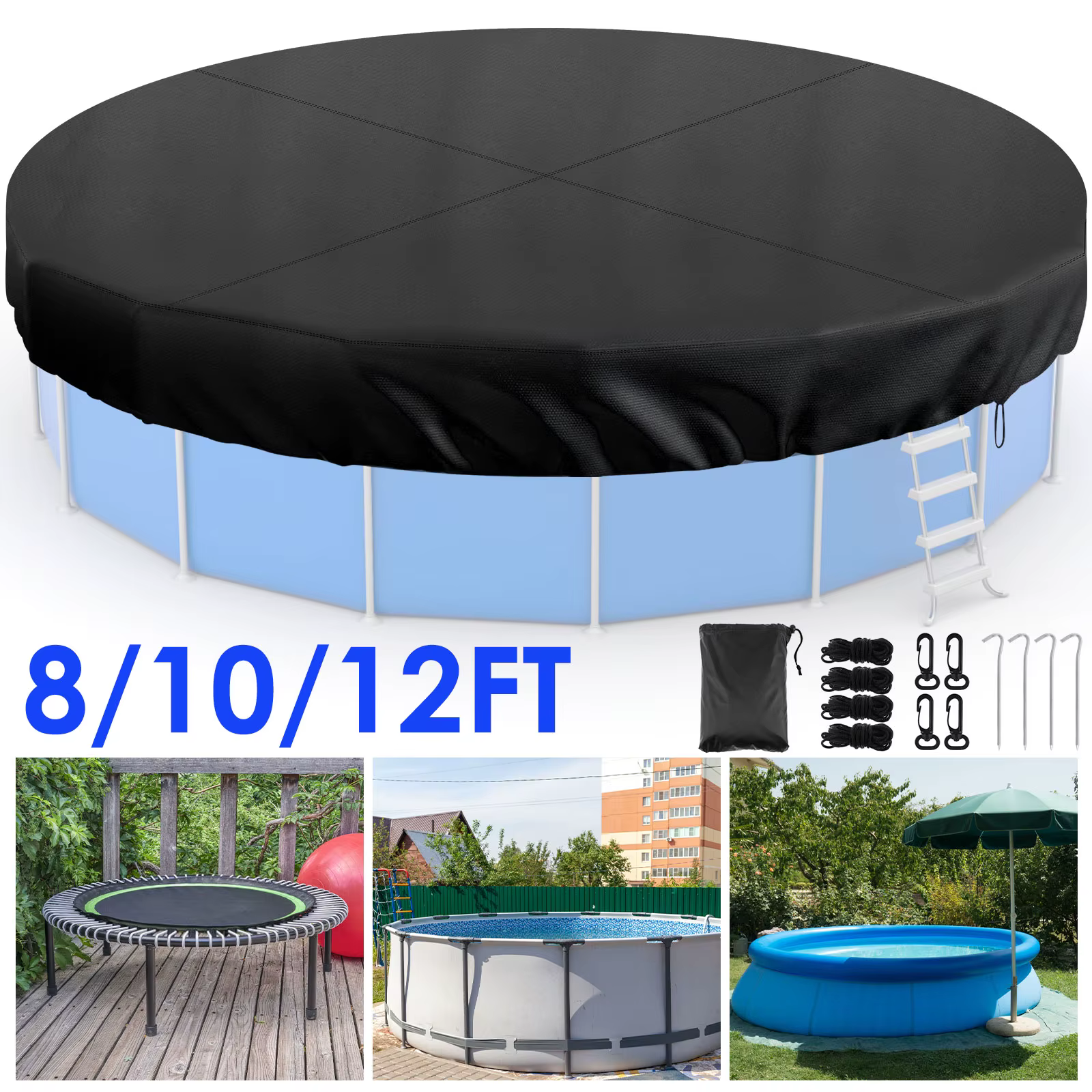 Couverture de piscine ronde avec cordon de serrage