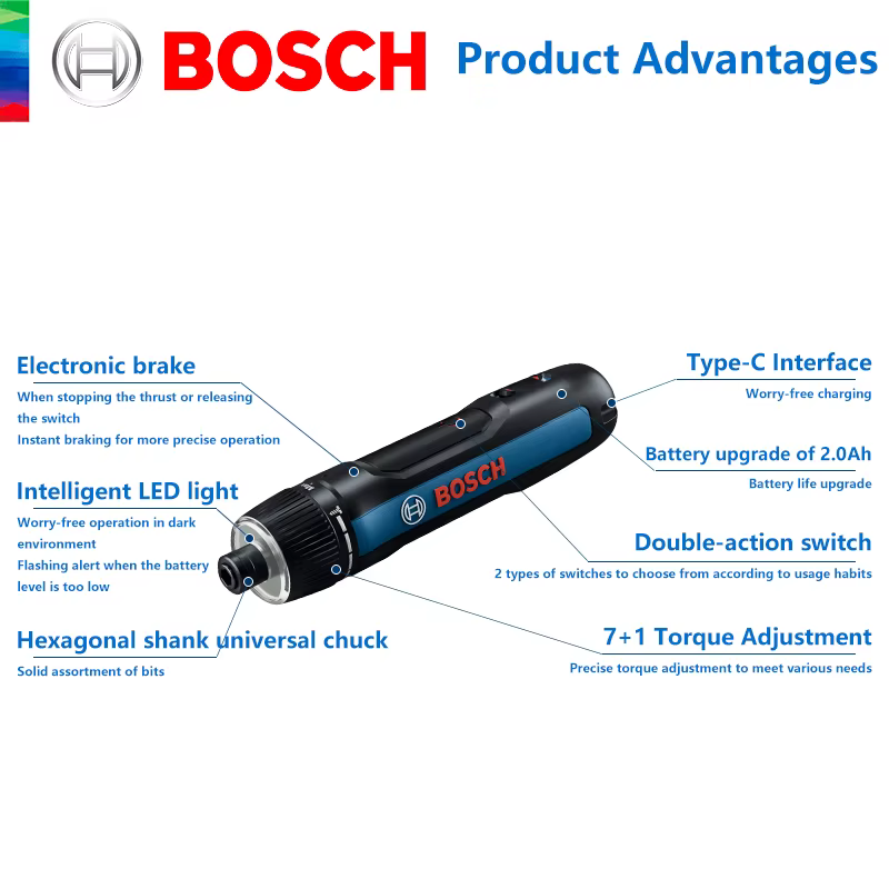 Tournevis sans fil BOSCH GO 3, batterie lithium-ion 3,6 V, perceuse sans fil rechargeable avec boîte, ensemble d'outils professionnels Bosch GO3