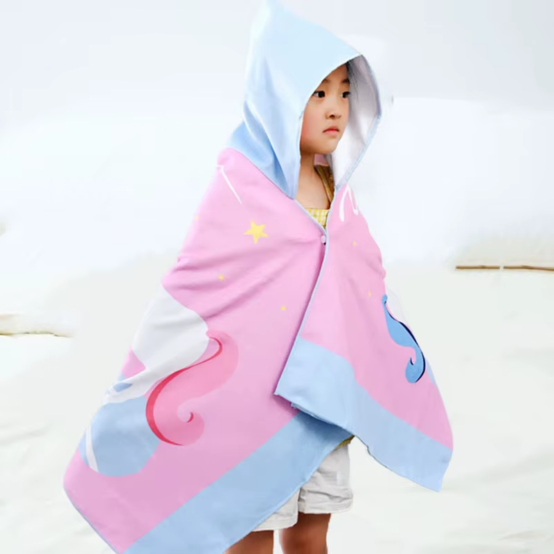 Serviettes de bain à capuche imprimées pour enfants