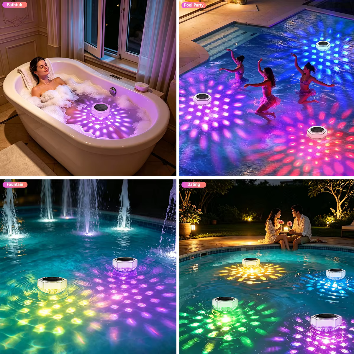 Lampes solaires flottantes pour piscine avec télécommande