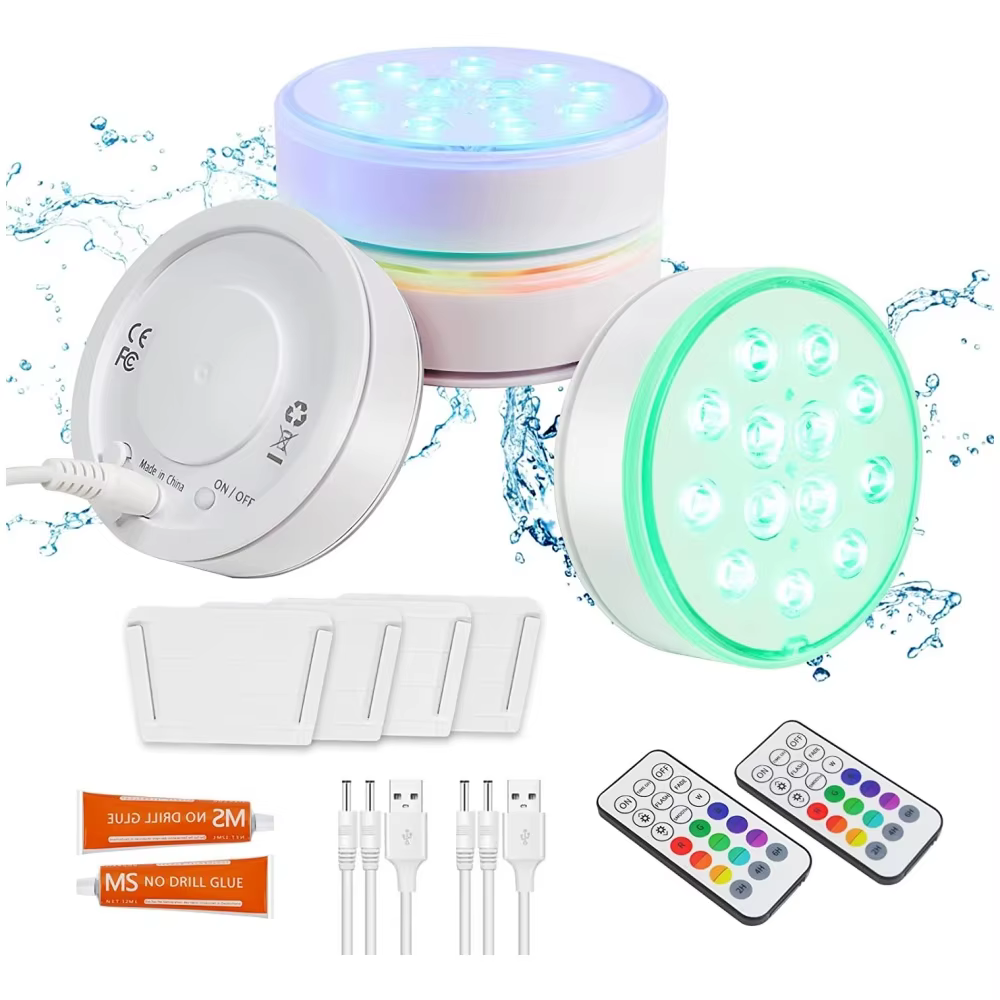 Nouveau USB Rechargeable piscine lumière LED étanche RGB RF télécommande