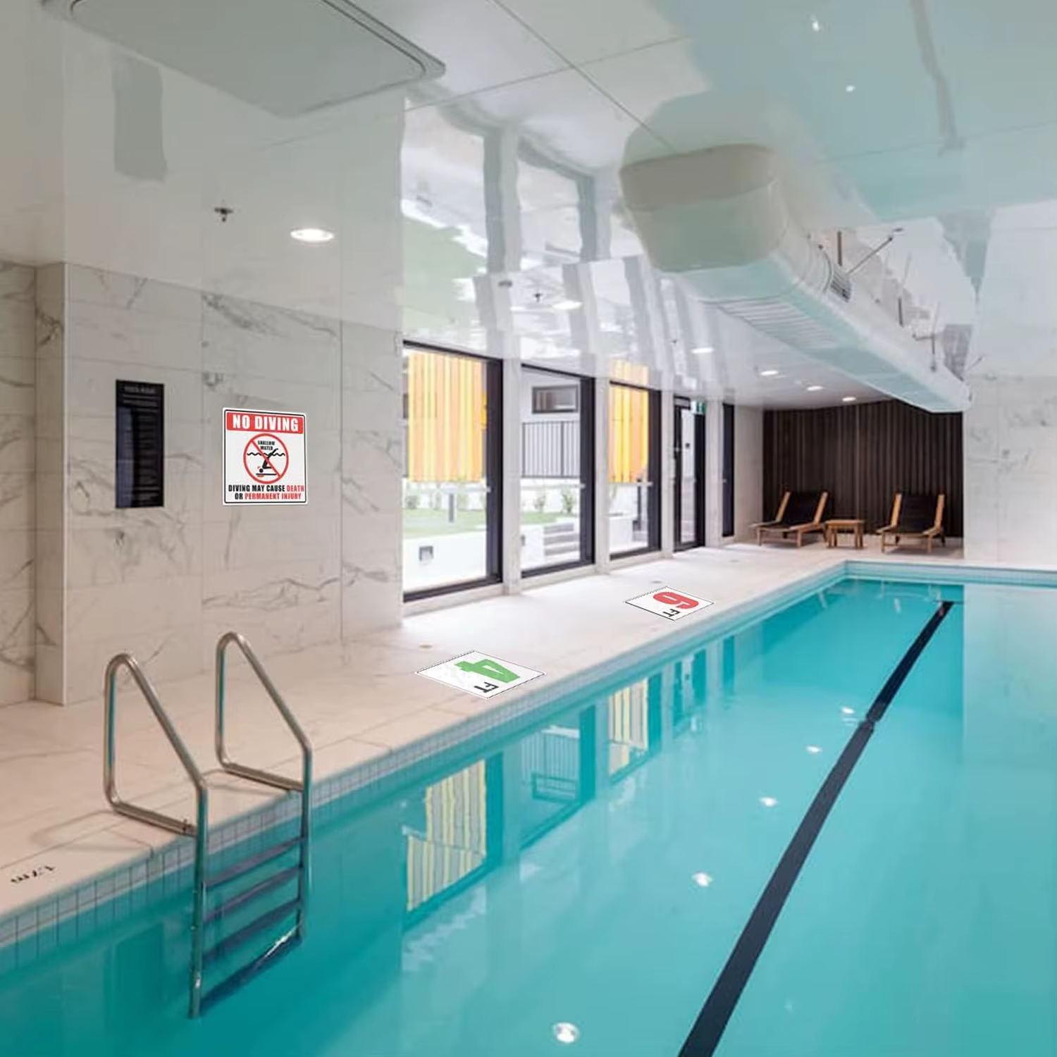 Autocollants d'avertissement de piscine d'eau peu profonde