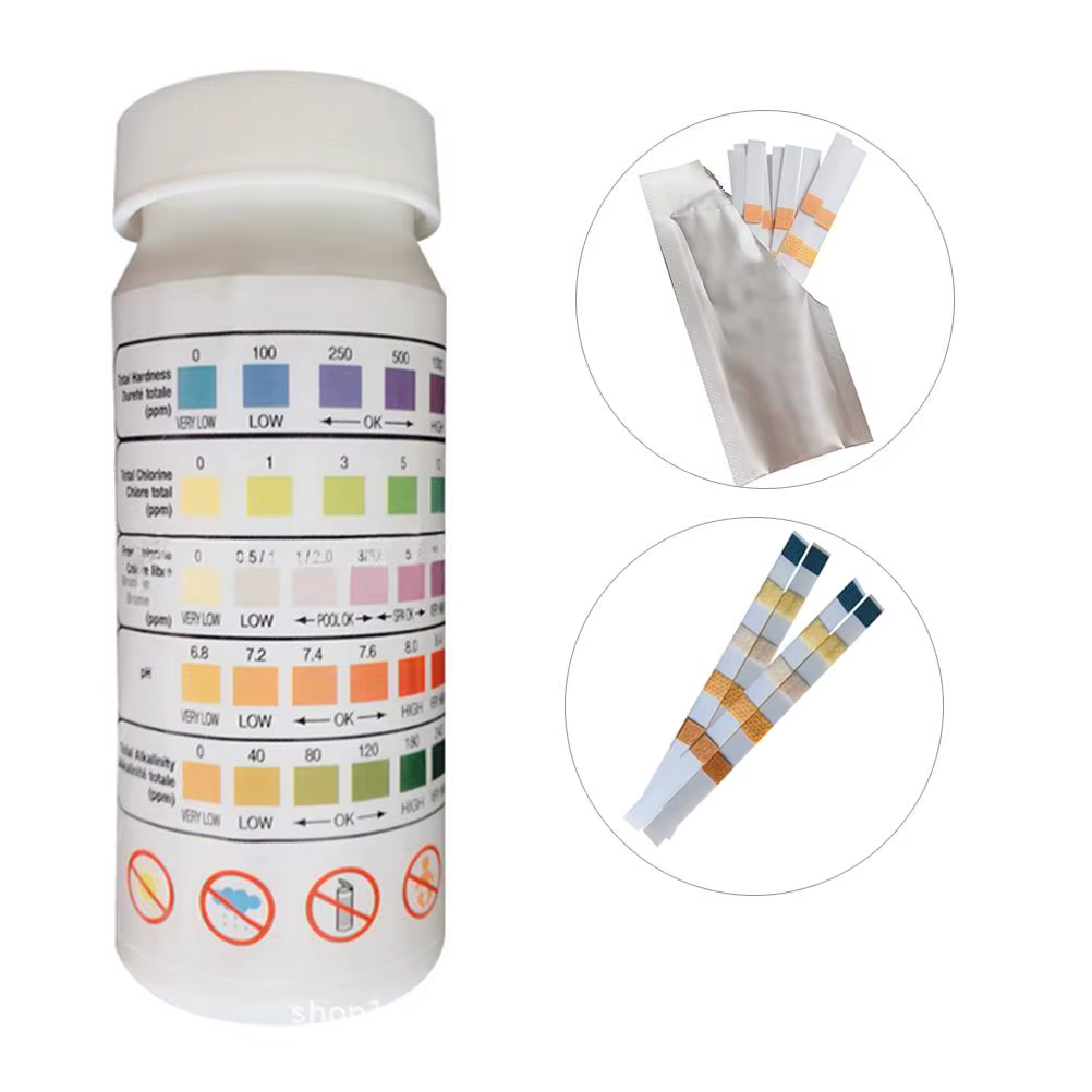 Bandelettes de Test de PH au chlore polyvalentes 5 en 1