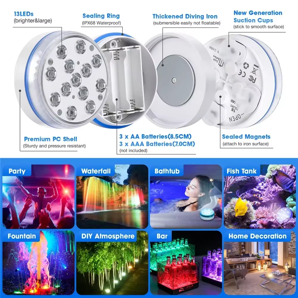 Lumière sous-marine Submersible 13LED mis à jour avec télécommande