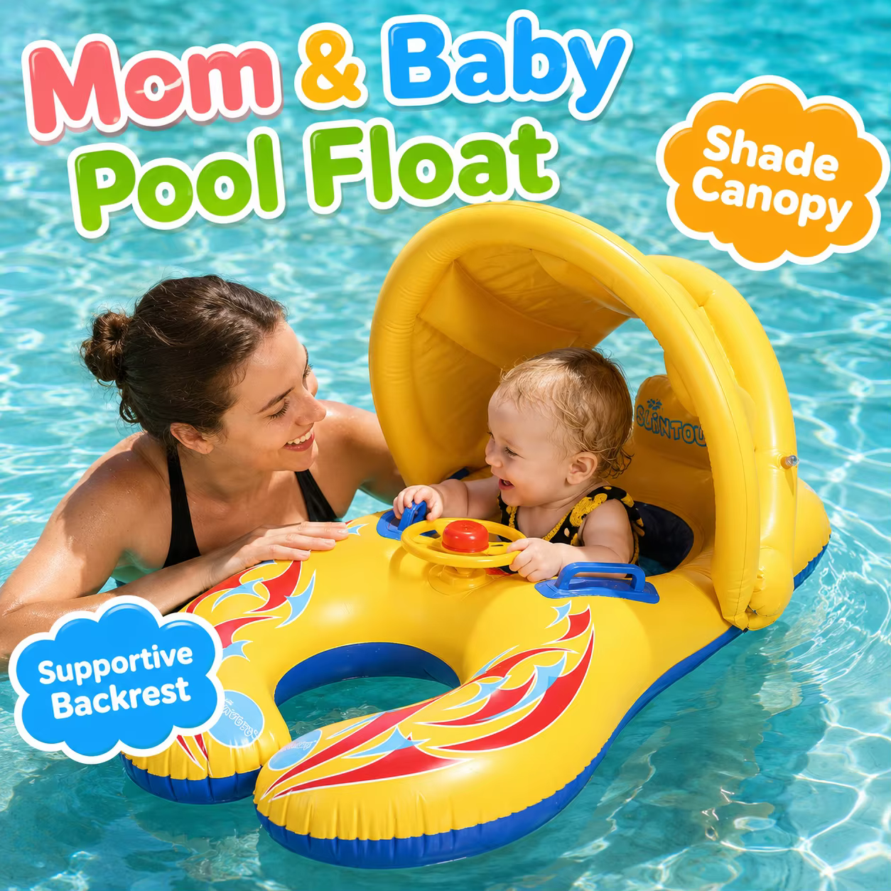 Bouée de piscine gonflable avec auvent