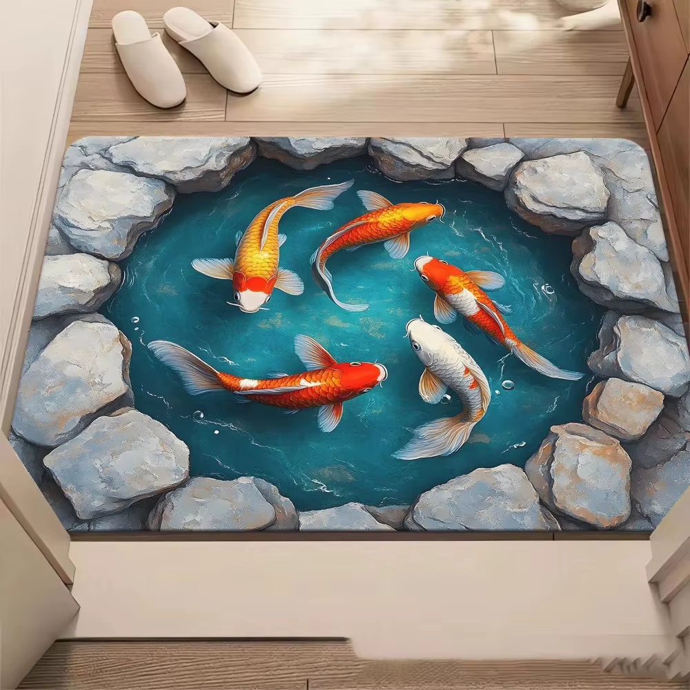Paillasson à Illususion d'optique 3D en crocodiles dans la piscine